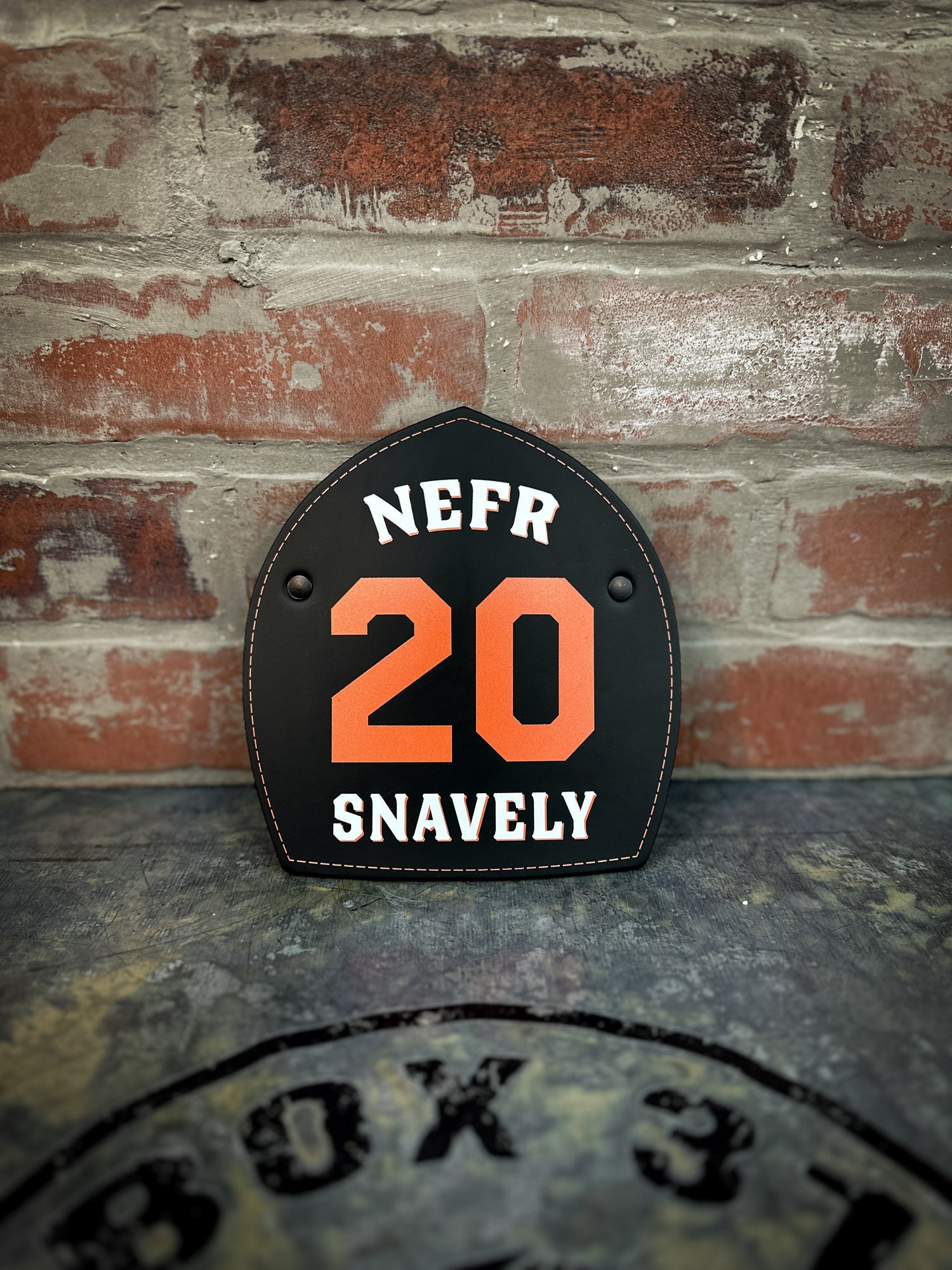 Custom Boston-Style Leather Helmet Fronts for Firefighters - Box 31 Leatherworks