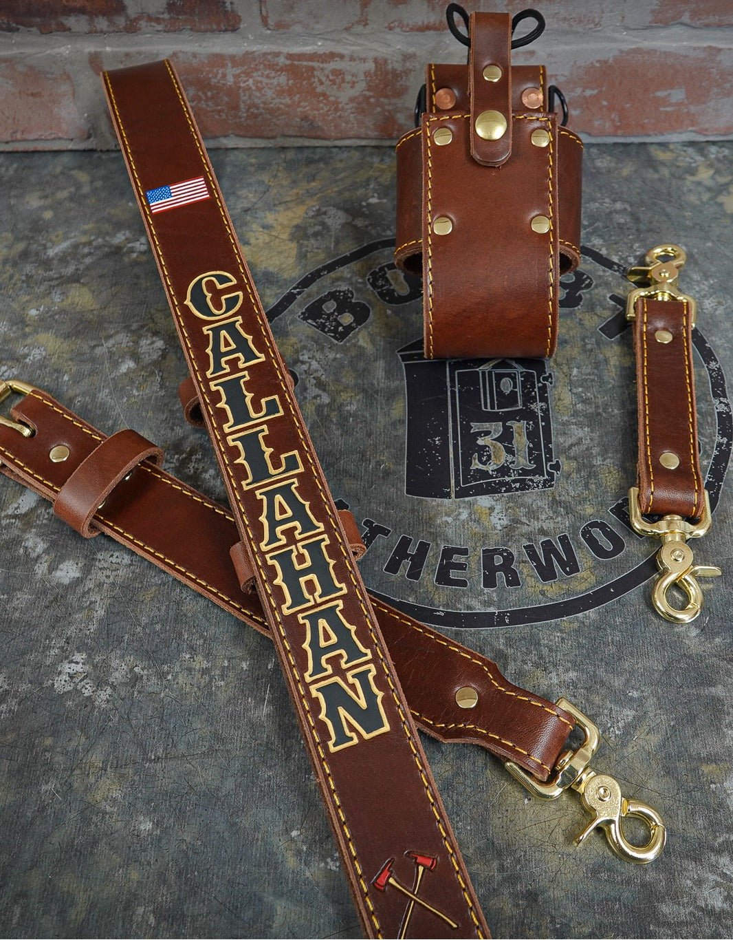 Hand-Painted Fire Service Leather Straps & Accessories - Box 31 Leatherworks