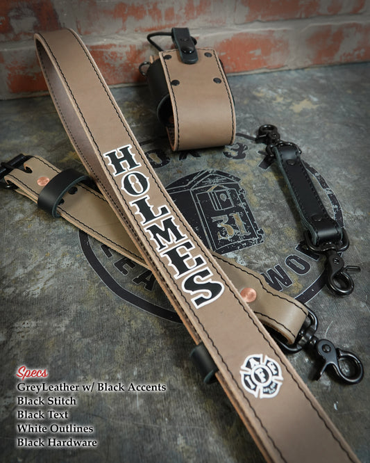 Leather Radio Strap – Hand-Painted Fire Service Edition