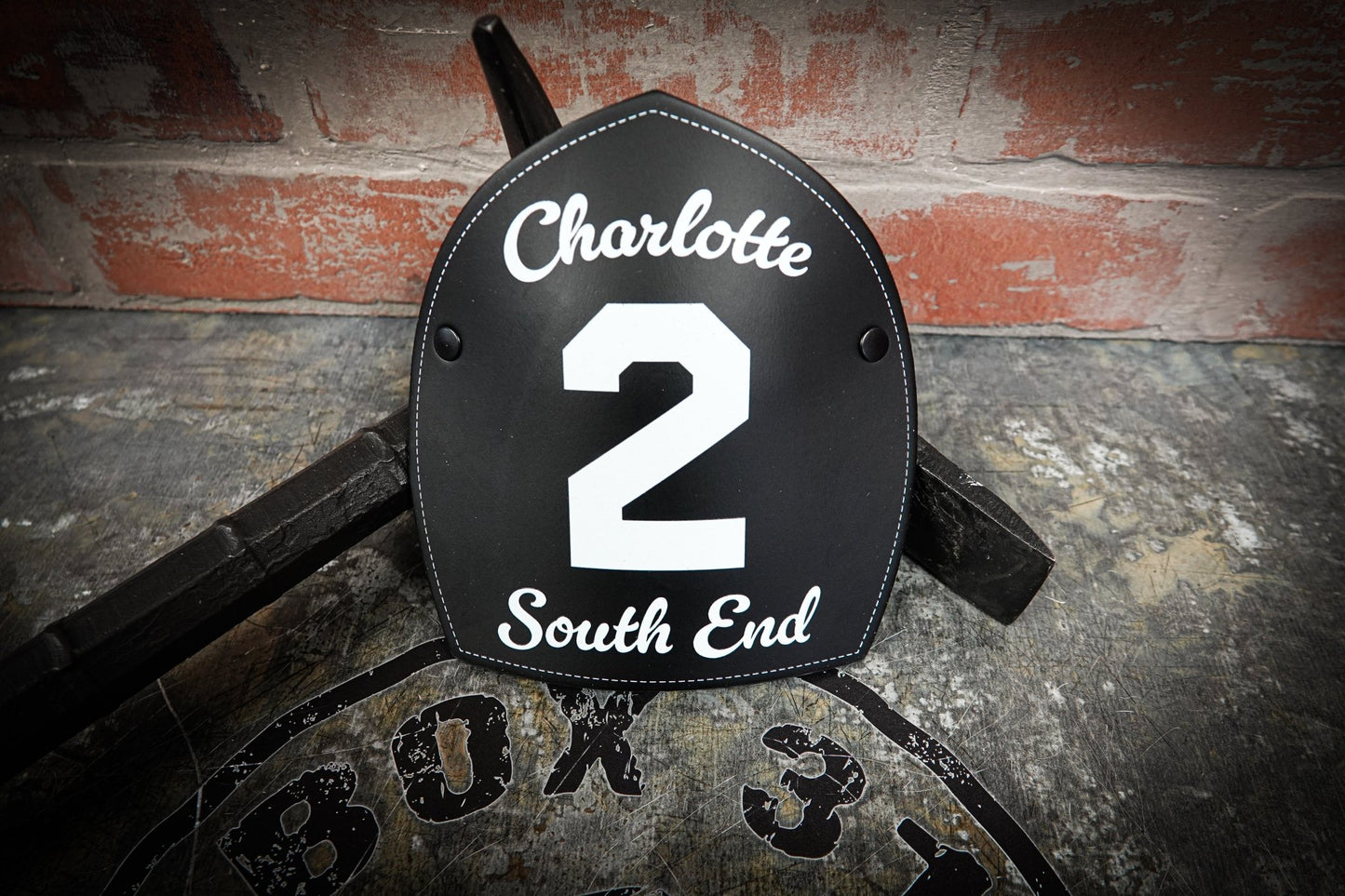 Boston - Style Leather Helmet Front – Fully Custom Design - Box 31 Leatherworks