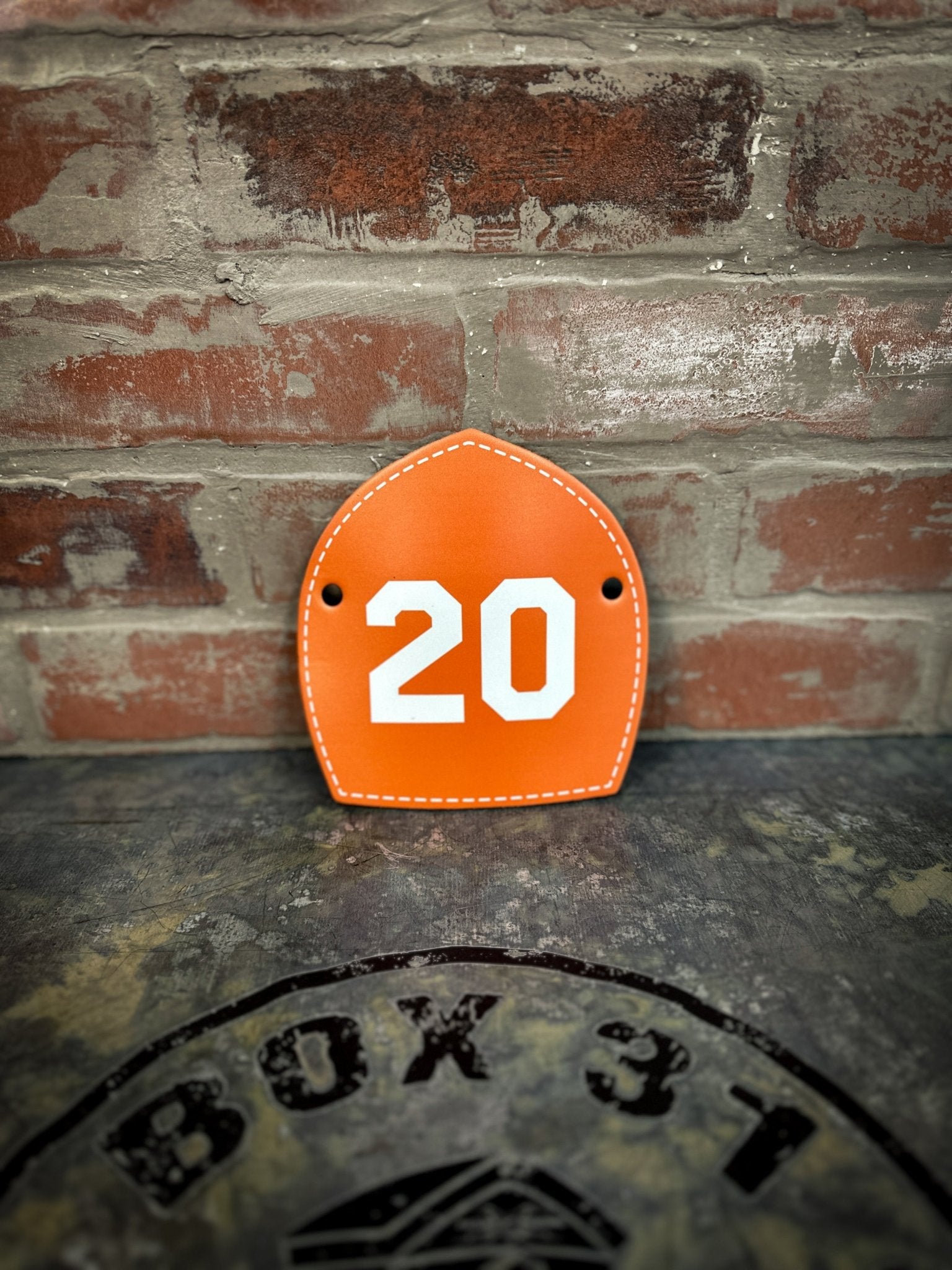 Boston Style Leather Helmet Front — Number - Only Edition - Box 31 Leatherworks