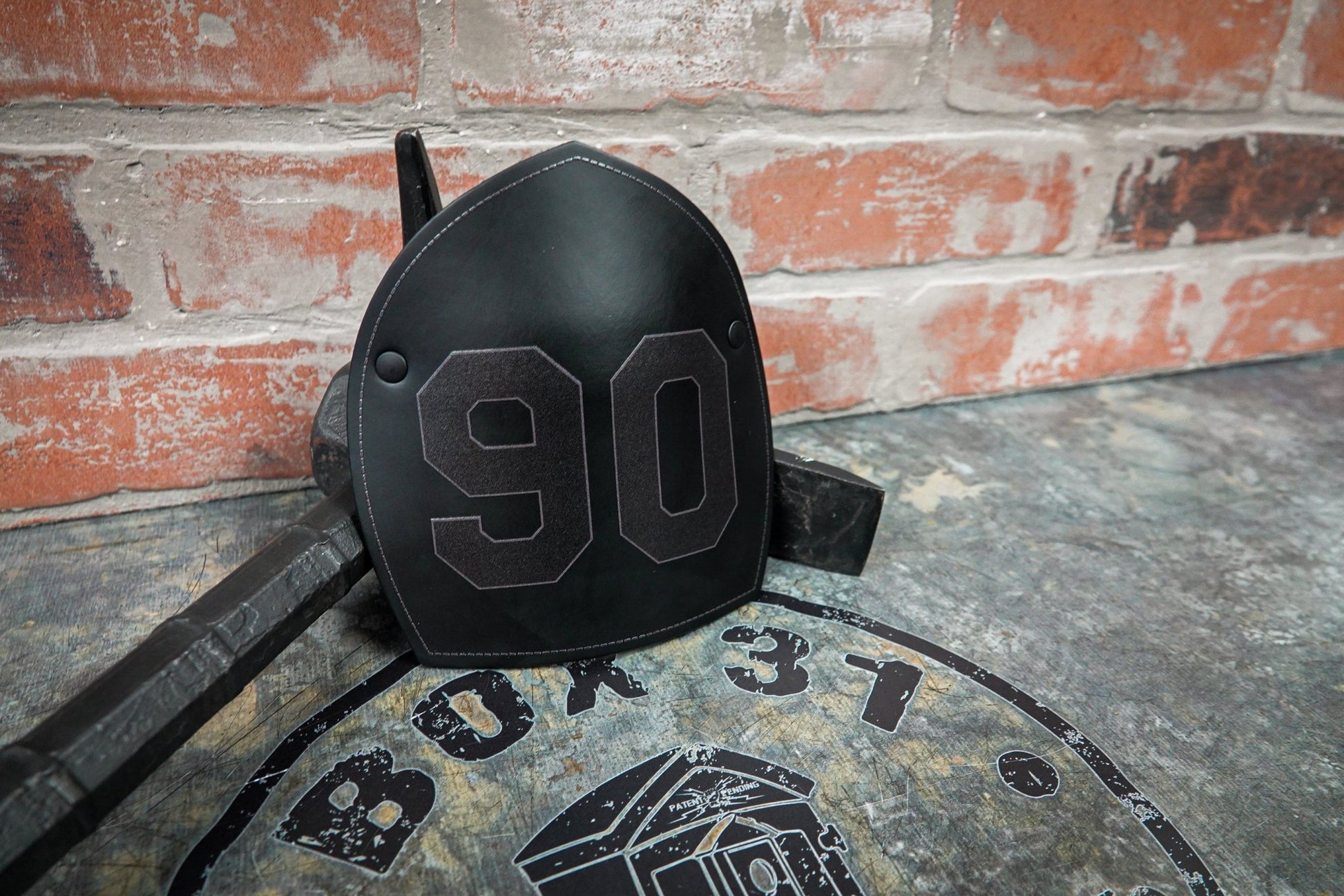 Boston Style Leather Helmet Front — Number - Only Edition - Box 31 Leatherworks