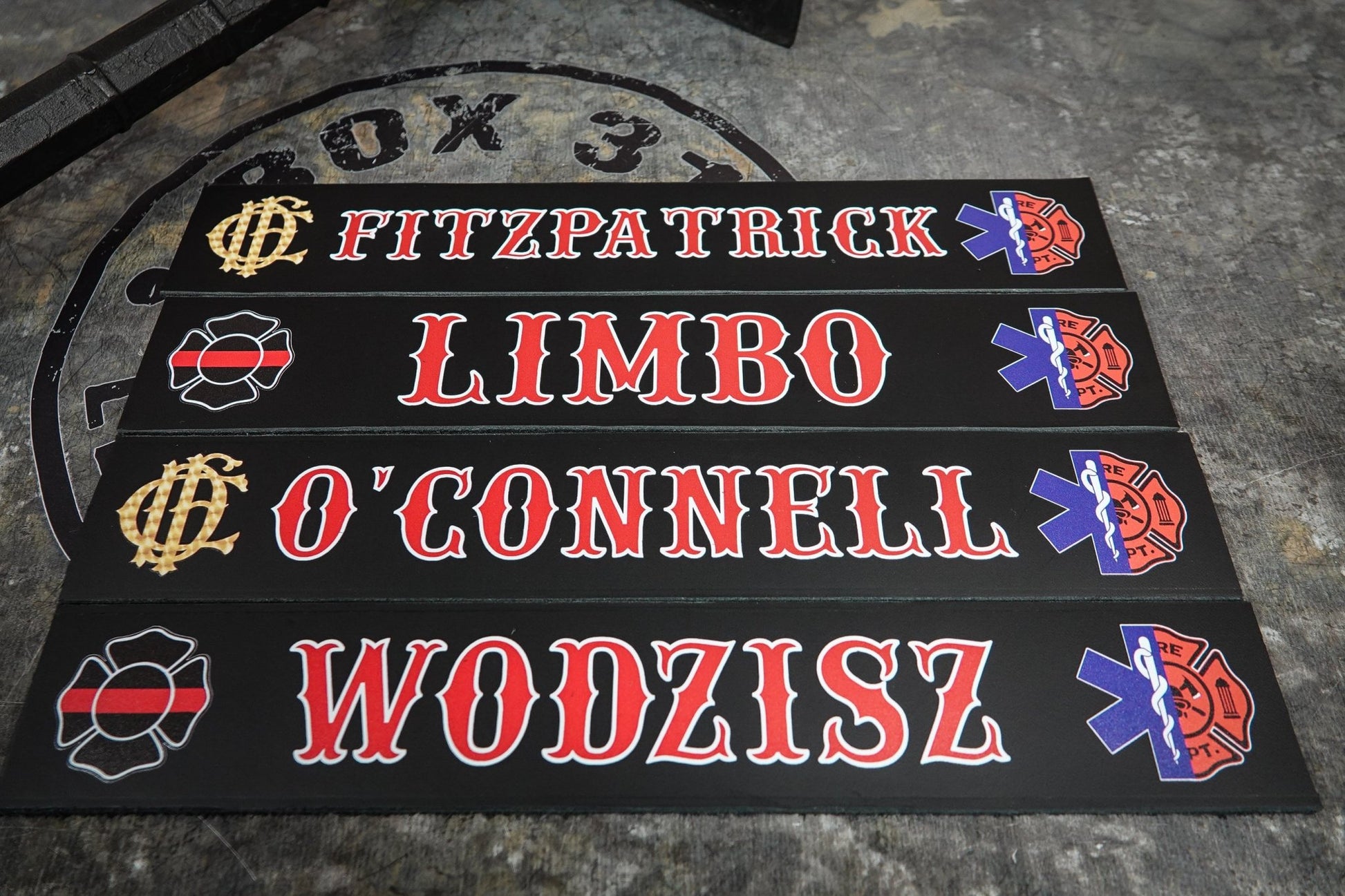 Custom Fire Service Locker Tag – Leather or ABS Plastic Finish - Box 31 Leatherworks