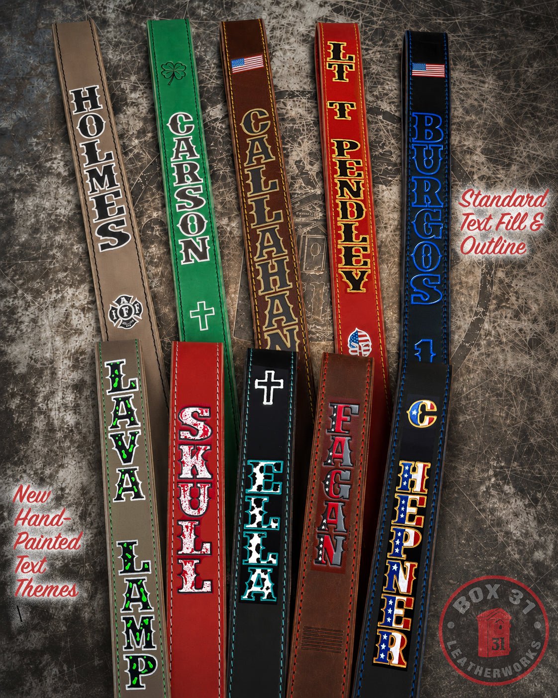 Custom Firefighter Radio Strap – Hand Painted Leather Radio Strap - Box 31 Leatherworks