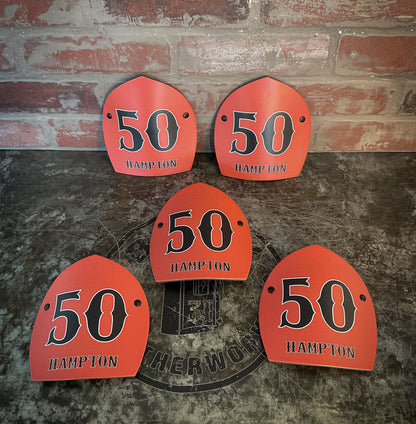 Firefighter Boston Style Leather Helmet Front – Name & Number Edition - Box 31 Leatherworks