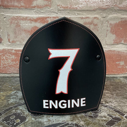Firefighter Boston Style Leather Helmet Front – Name & Number Edition - Box 31 Leatherworks
