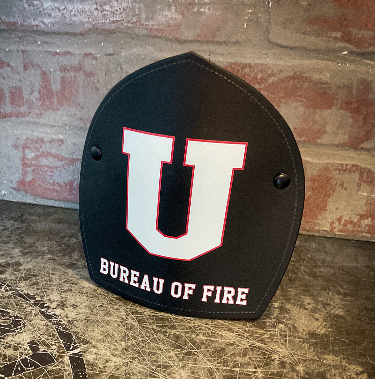Firefighter Boston Style Leather Helmet Front – Name & Number Edition - Box 31 Leatherworks