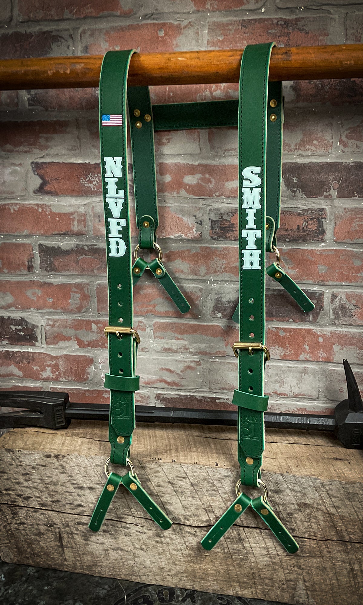 Firefighter Leather H - Back Suspenders - Box 31 Leatherworks