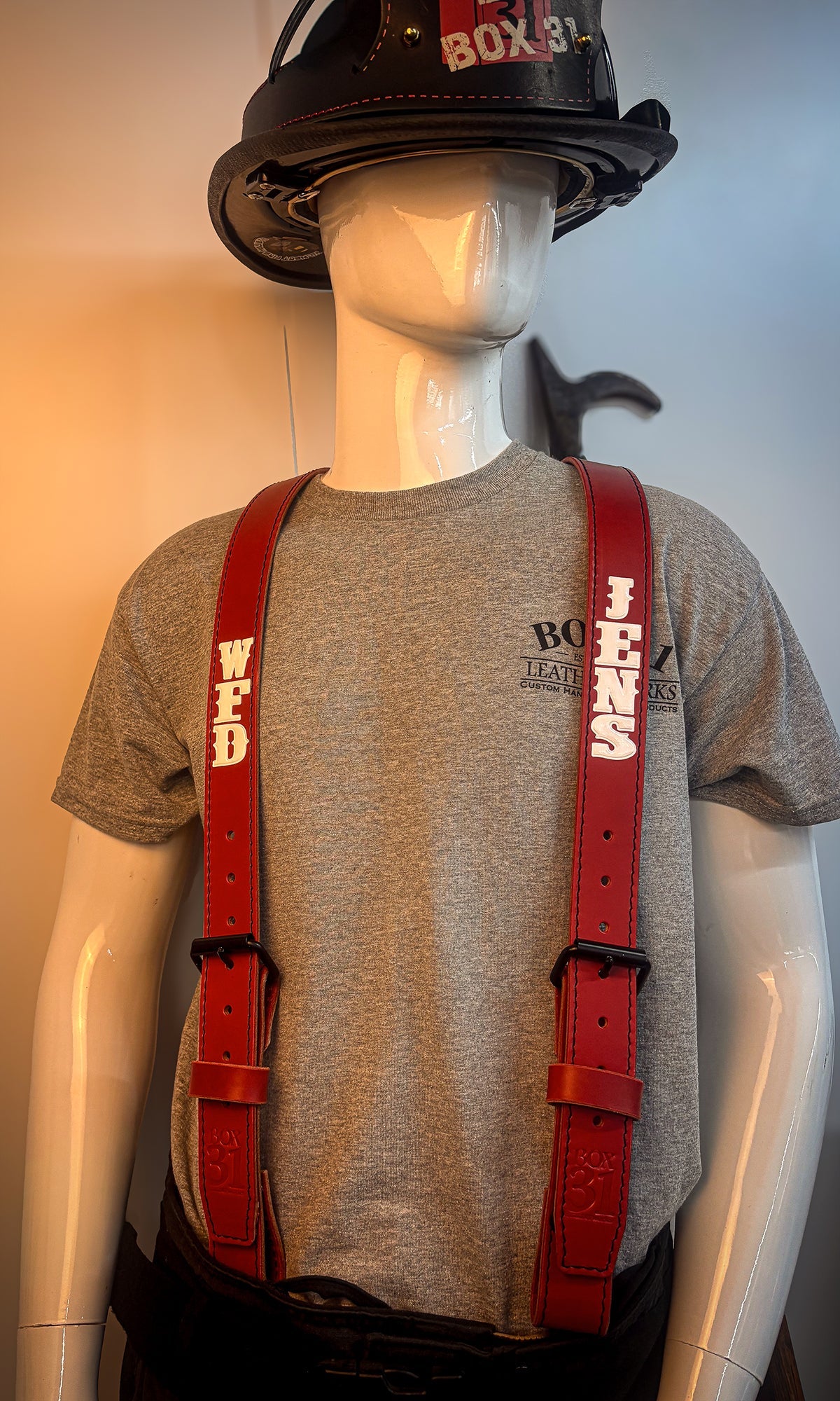 Firefighter Leather H - Back Suspenders - Box 31 Leatherworks