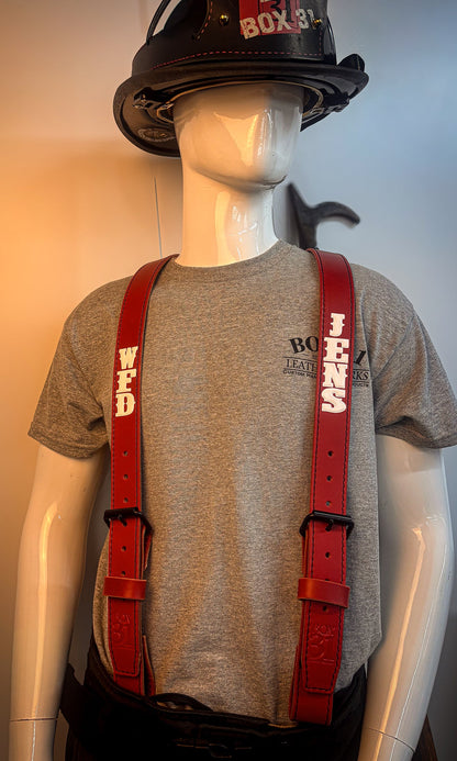 Firefighter Leather H - Back Suspenders - Box 31 Leatherworks