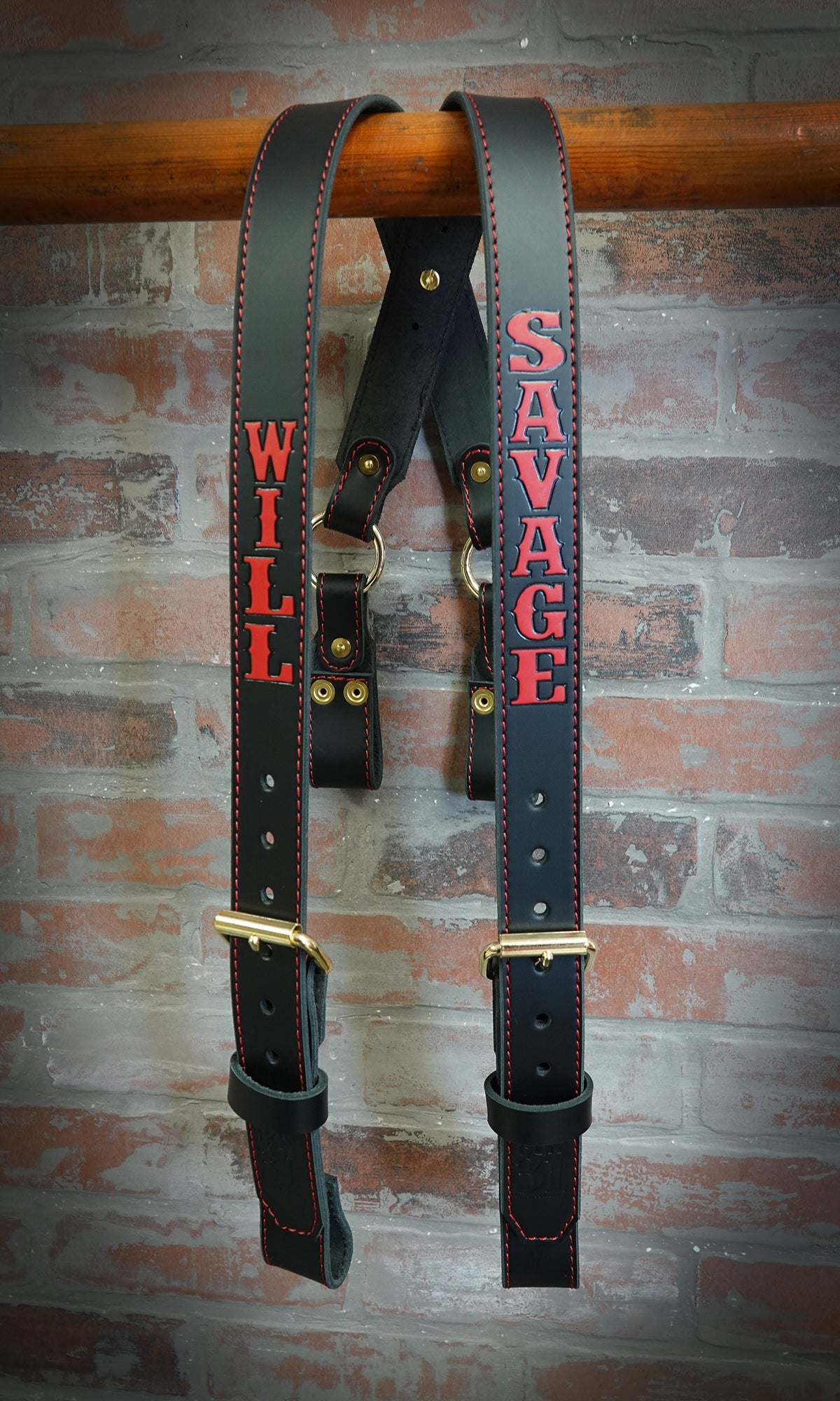 Firefighter Leather X - Back Suspenders - Box 31 Leatherworks