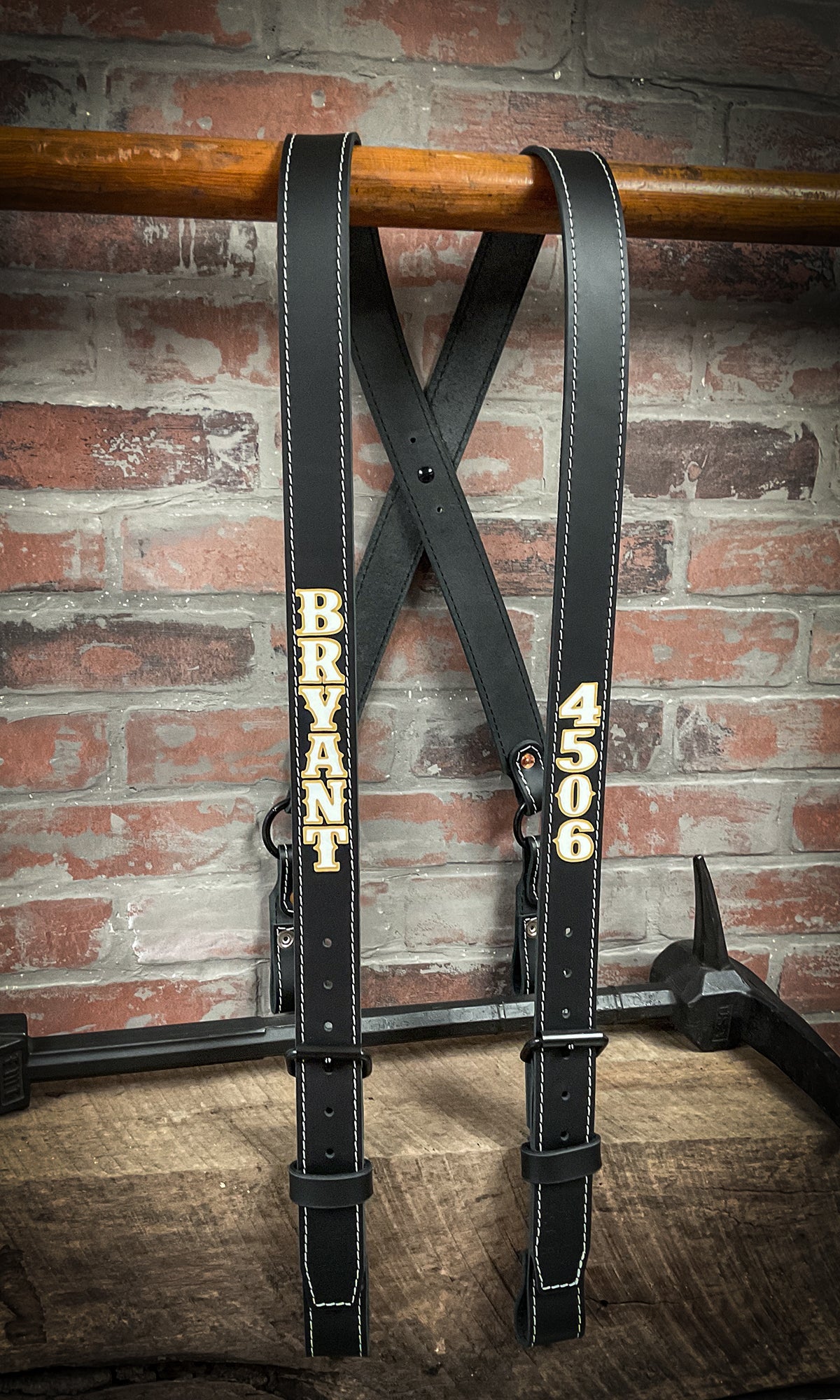 Firefighter Leather X - Back Suspenders - Box 31 Leatherworks
