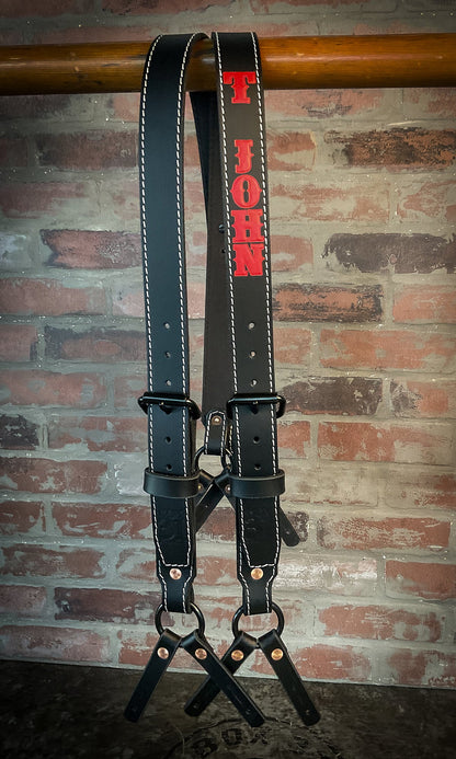 Firefighter Leather X - Back Suspenders - Box 31 Leatherworks