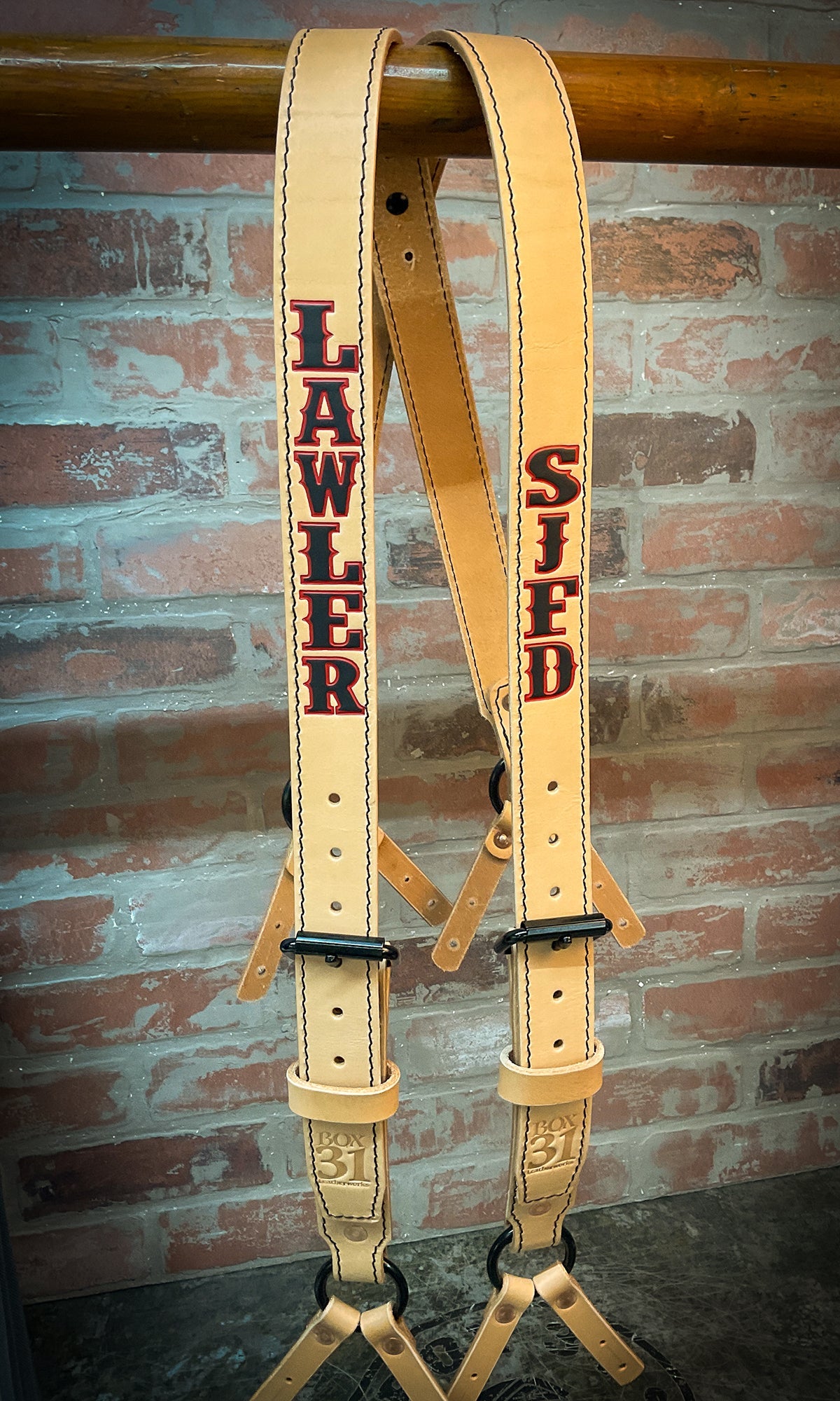 Firefighter Leather X - Back Suspenders - Box 31 Leatherworks
