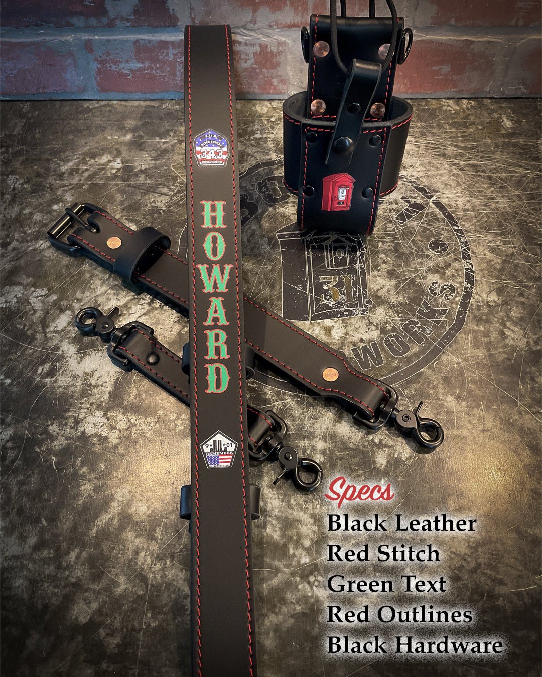 Firefighter Radio Strap — Hi - Def Custom Leather Radio Strap - Box 31 Leatherworks