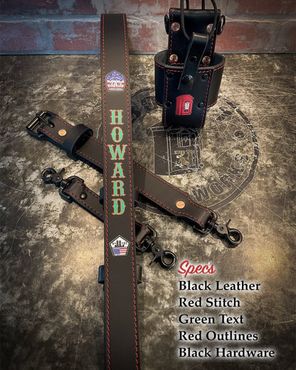 Firefighter Radio Strap — Hi - Def Custom Leather Radio Strap - Box 31 Leatherworks
