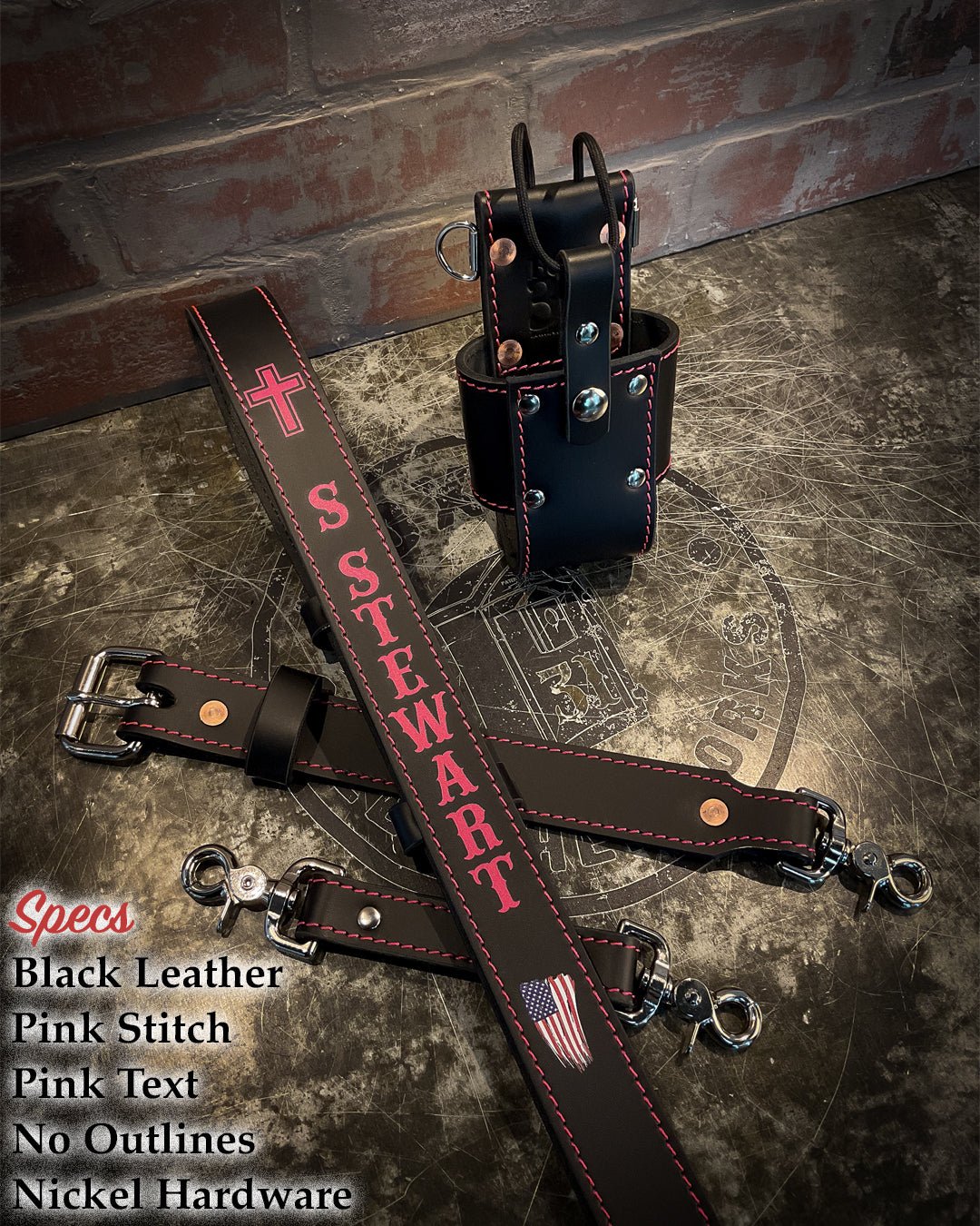 Firefighter Radio Strap — Hi - Def Custom Leather Radio Strap - Box 31 Leatherworks