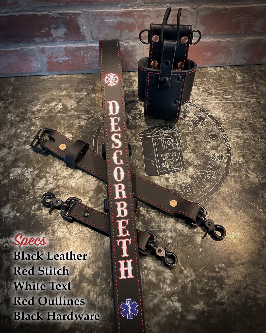Firefighter Radio Strap — Hi - Def Custom Leather Radio Strap - Box 31 Leatherworks