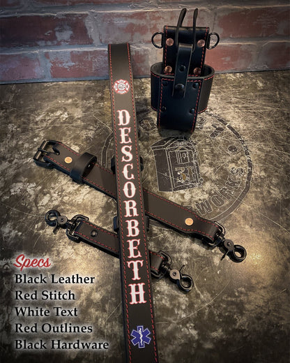 Firefighter Radio Strap — Hi - Def Custom Leather Radio Strap - Box 31 Leatherworks