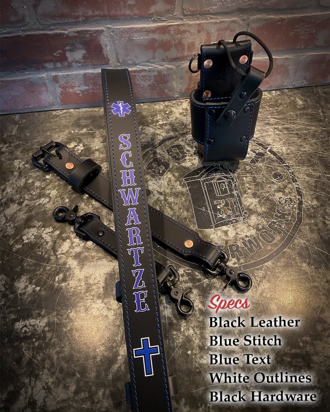 Firefighter Radio Strap — Hi - Def Custom Leather Radio Strap - Box 31 Leatherworks