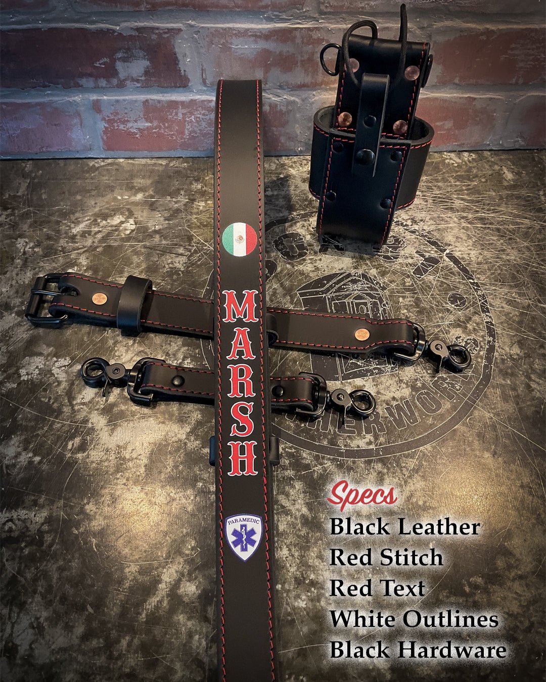 Firefighter Radio Strap — Hi - Def Custom Leather Radio Strap - Box 31 Leatherworks