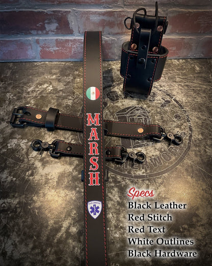 Firefighter Radio Strap — Hi - Def Custom Leather Radio Strap - Box 31 Leatherworks