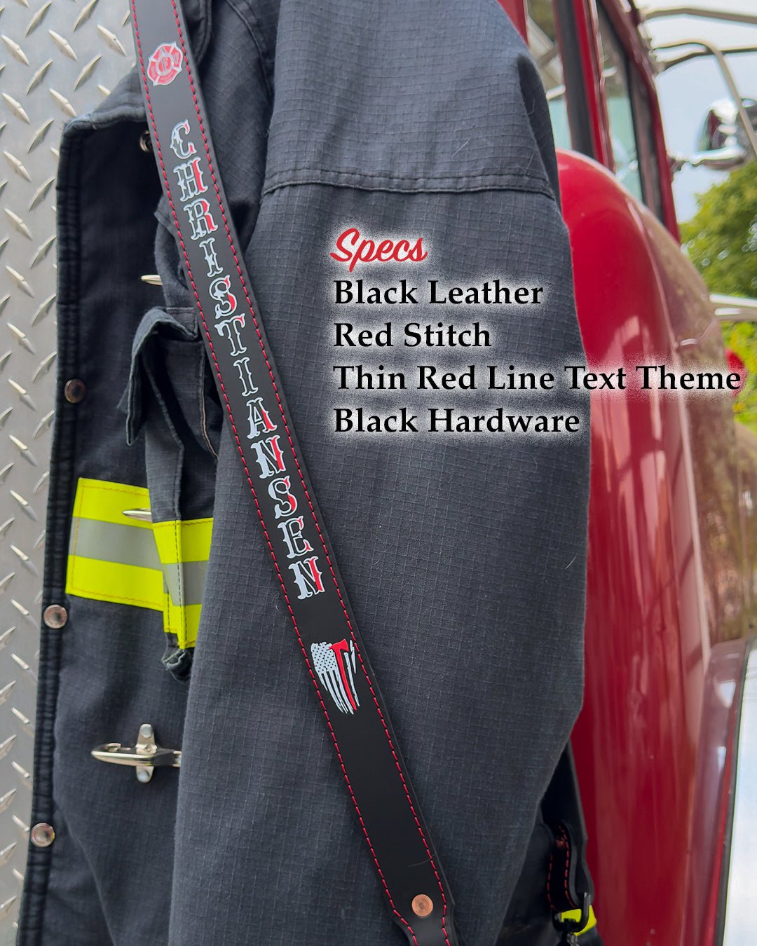 Firefighter Radio Strap — Hi - Def Custom Leather Radio Strap - Box 31 Leatherworks