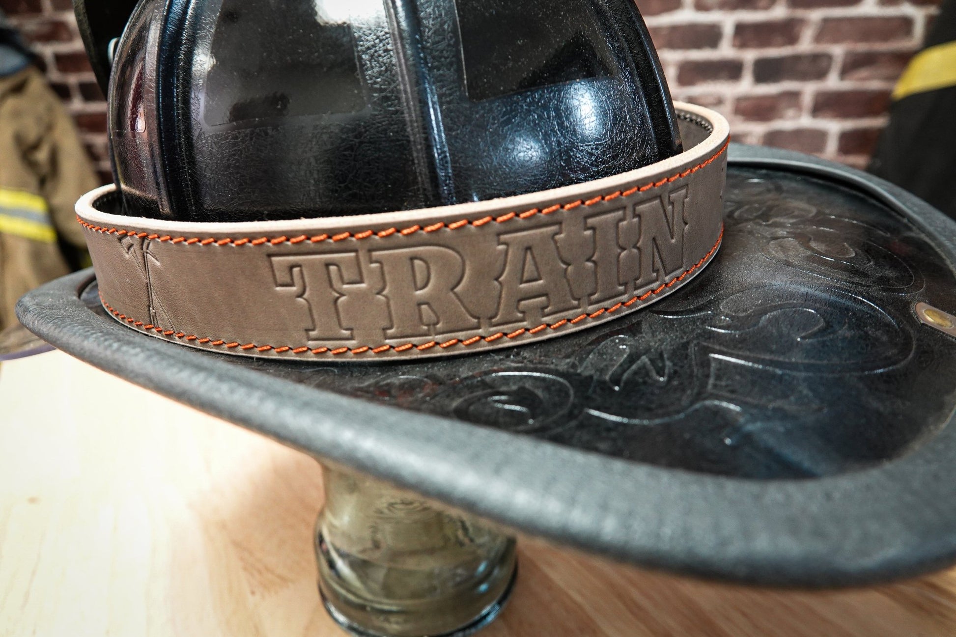 bandbox bike helmets Firefighter Hand-Painted Helmet Band – Box 31 Leatherworks