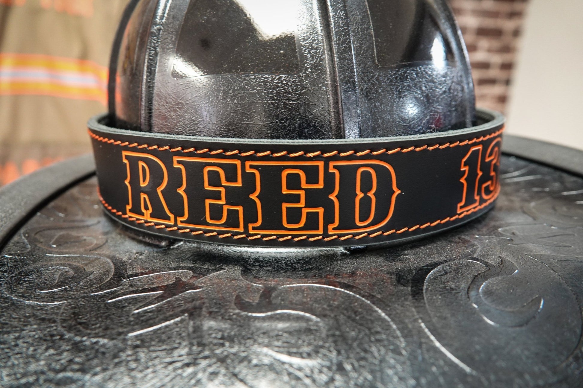 bandbox bike helmets Firefighter Hand-Painted Helmet Band – Box 31 Leatherworks