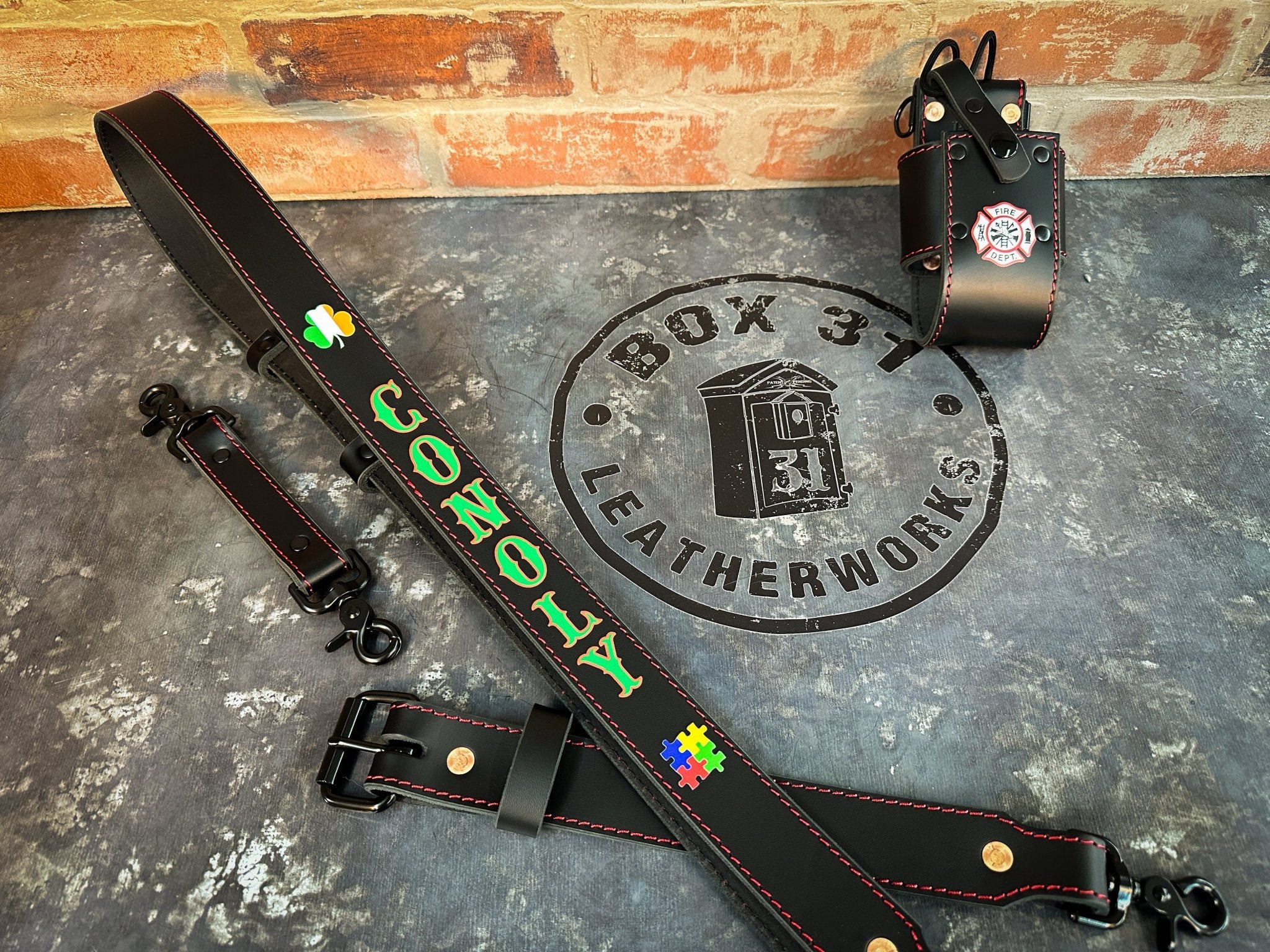 Custom Hi-Def Leather Radio Strap Combo | Box 31 Leatherworks
