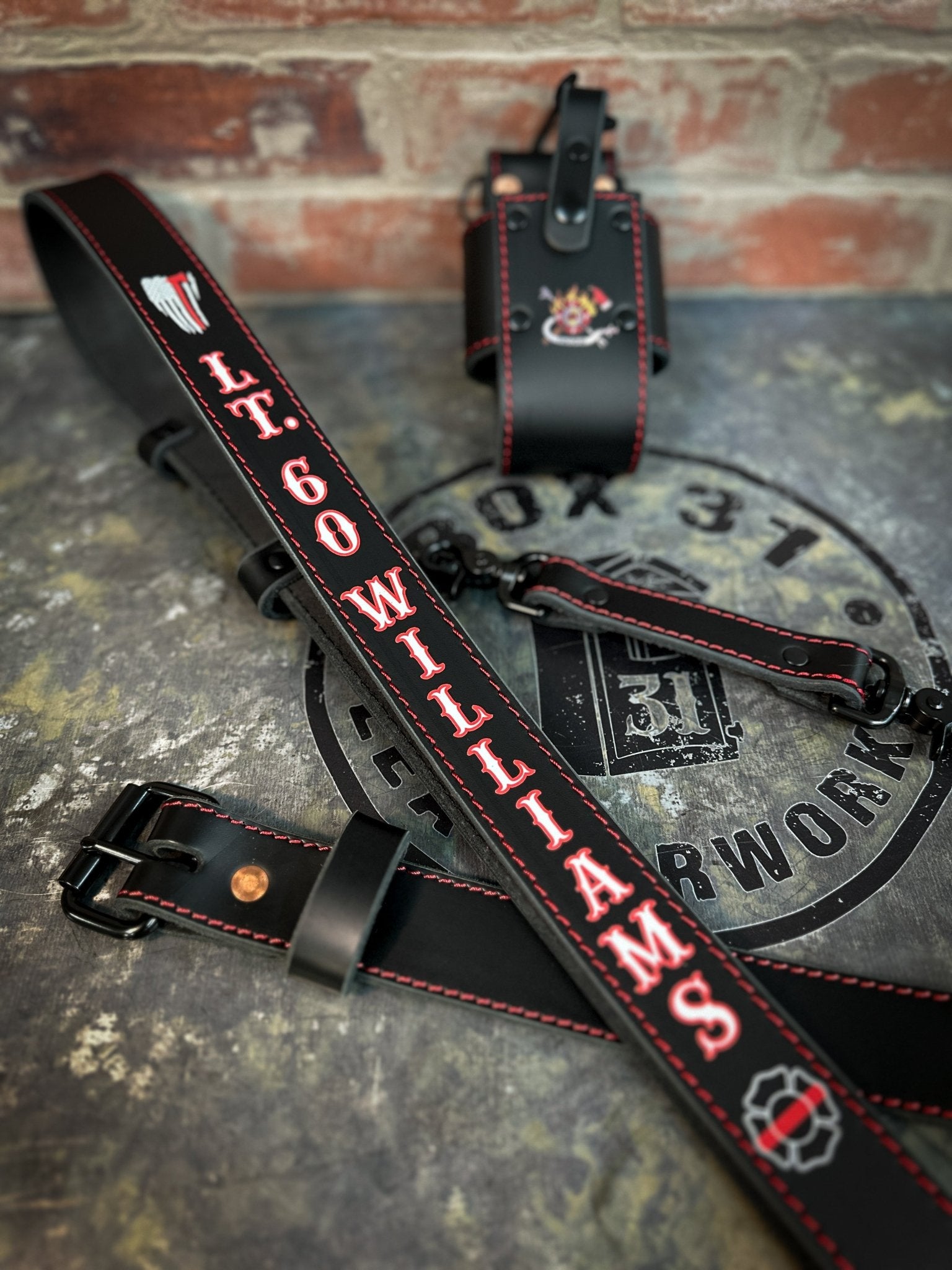 Hi - Def Leather Radio Strap Combo — Custom Fire Service Leather - Box 31 Leatherworks
