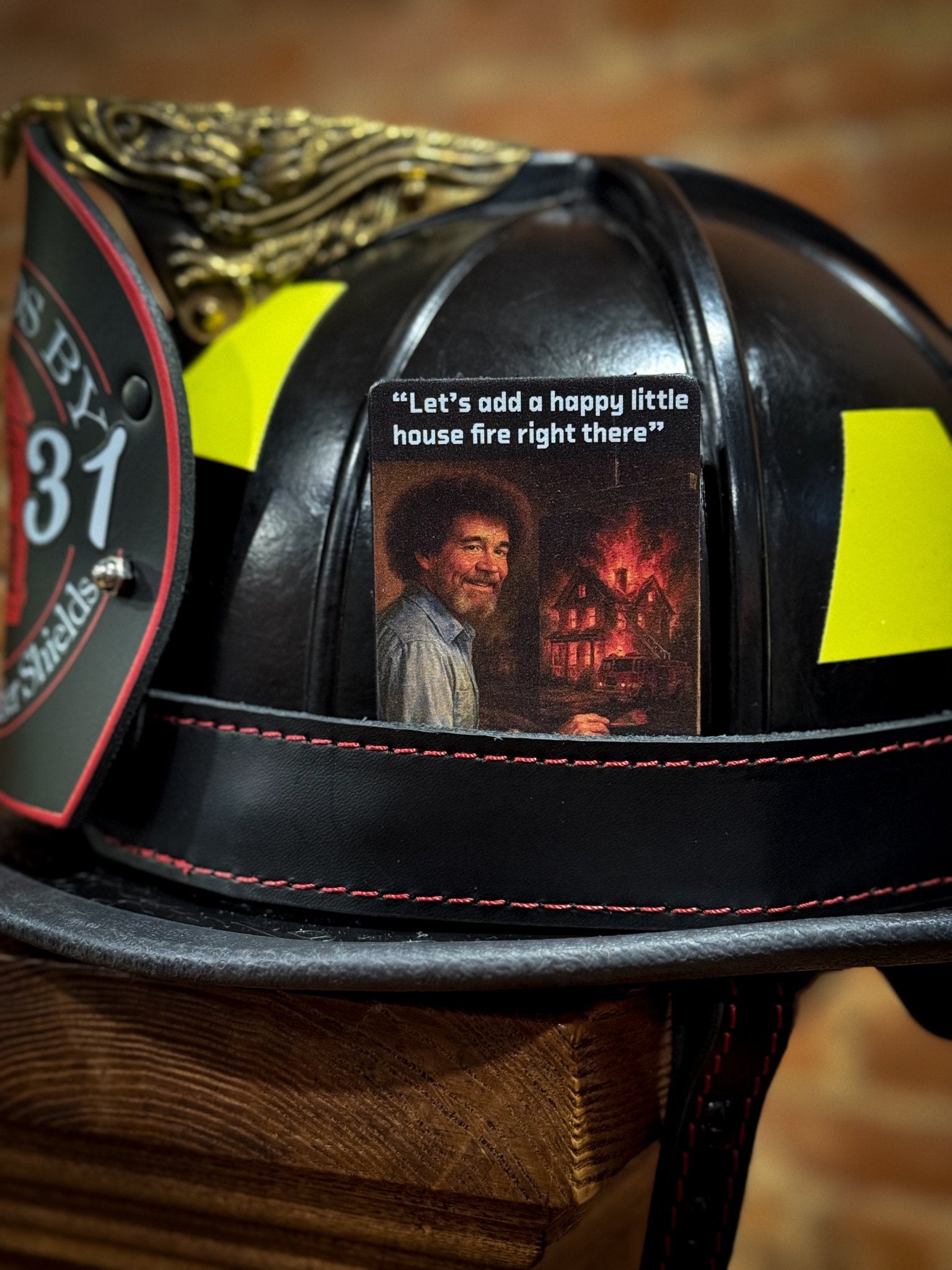 firefighter themed motorcycle helmet Leather Playing Card - Firefighter Theme