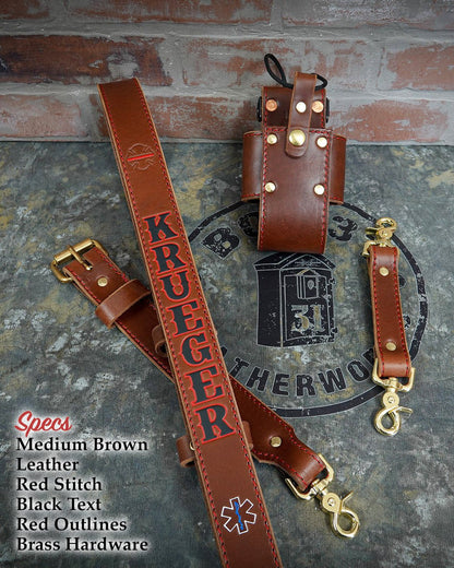 Leather Radio Strap – Hand - Painted Fire Service Edition - Box 31 Leatherworks