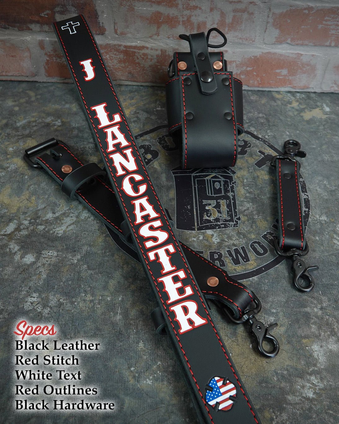Leather Radio Strap – Hand - Painted Fire Service Edition - Box 31 Leatherworks