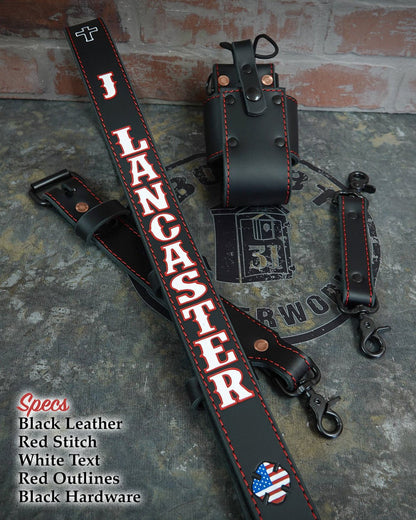 Leather Radio Strap – Hand - Painted Fire Service Edition - Box 31 Leatherworks