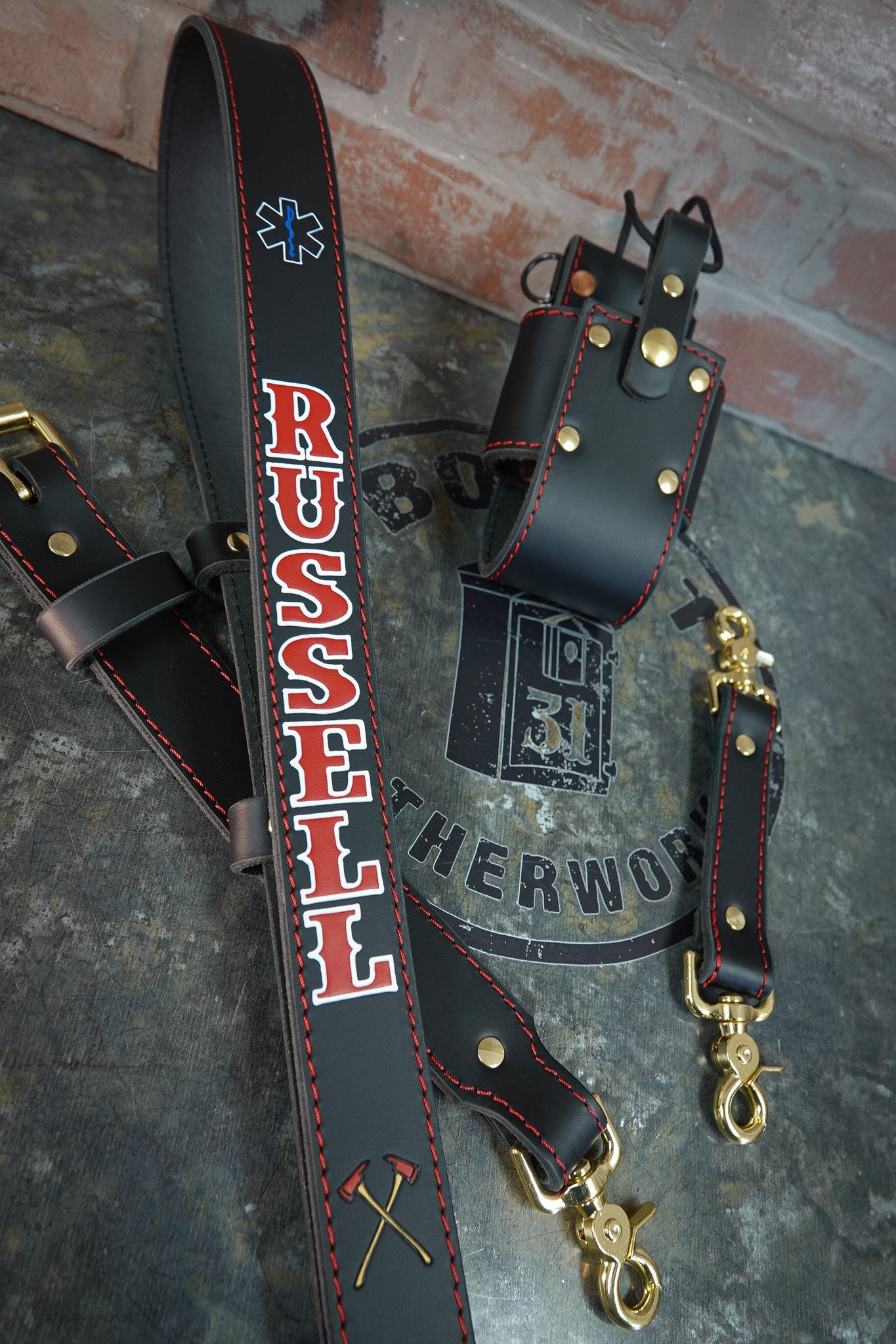 Leather Radio Strap – Hand - Painted Fire Service Edition - Box 31 Leatherworks
