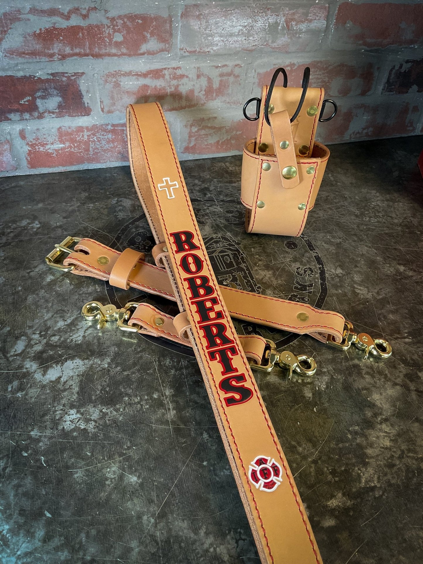 Leather Radio Strap – Hand - Painted Fire Service Edition - Box 31 Leatherworks