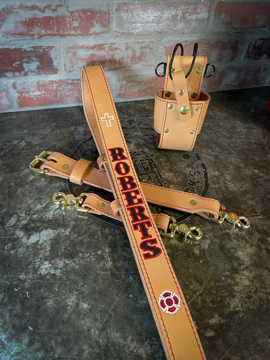 Leather Radio Strap – Hand - Painted Fire Service Edition - Box 31 Leatherworks