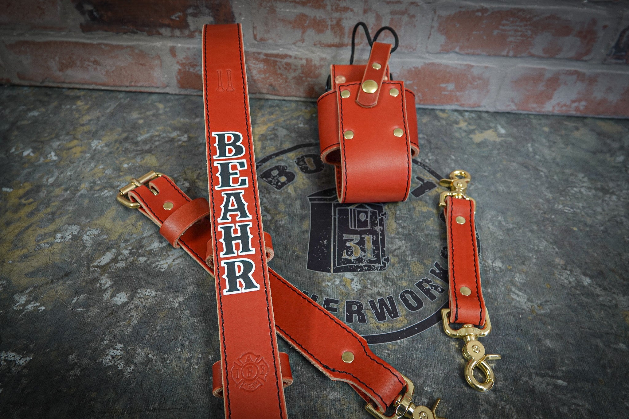 Hand-Painted Leather Radio Strap Combo | Box 31 Leatherworks