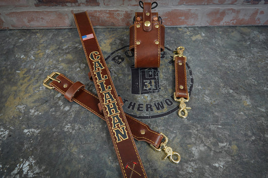 Leather Radio Strap – Hand - Painted Fire Service Edition - Box 31 Leatherworks