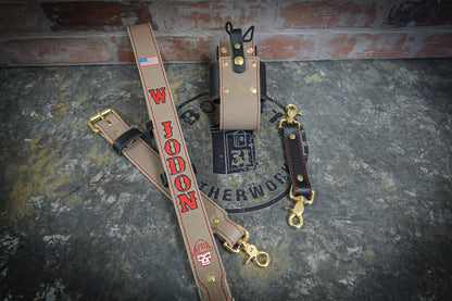 Leather Radio Strap – Hand - Painted Fire Service Edition - Box 31 Leatherworks