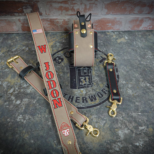 Leather Radio Strap – Hand - Painted Fire Service Edition - Box 31 Leatherworks
