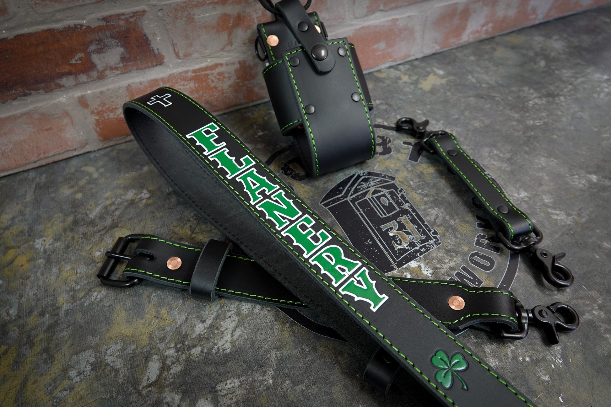 Leather Radio Strap – Hand - Painted Fire Service Edition - Box 31 Leatherworks