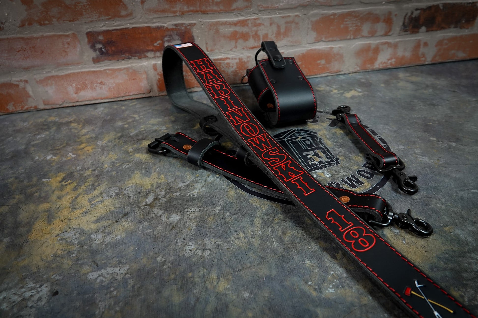 Leather Radio Strap – Hand - Painted Fire Service Edition - Box 31 Leatherworks