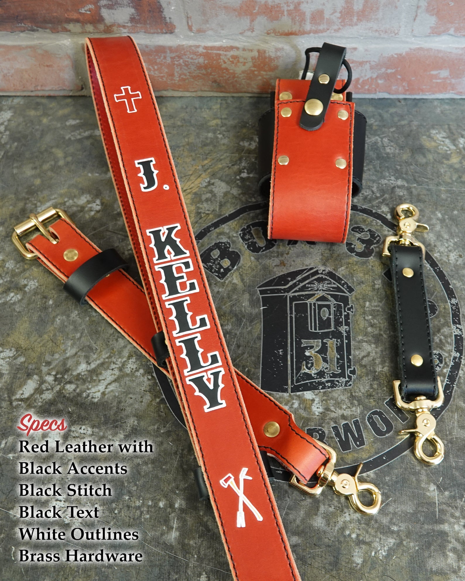 Leather Radio Strap – Hand - Painted Fire Service Edition - Box 31 Leatherworks