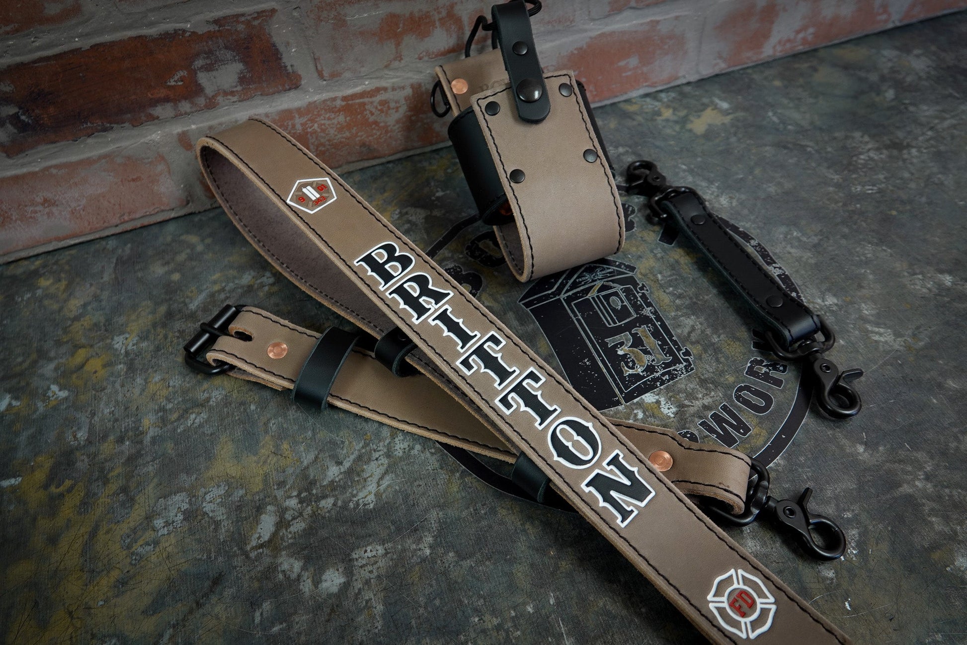 Leather Radio Strap – Hand - Painted Fire Service Edition - Box 31 Leatherworks