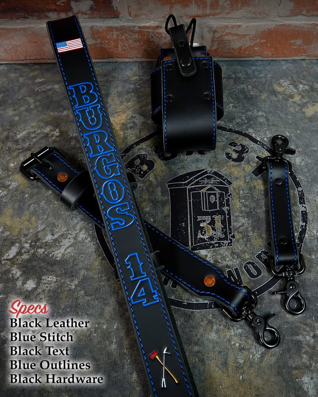 Leather Radio Strap – Hand - Painted Fire Service Edition - Box 31 Leatherworks