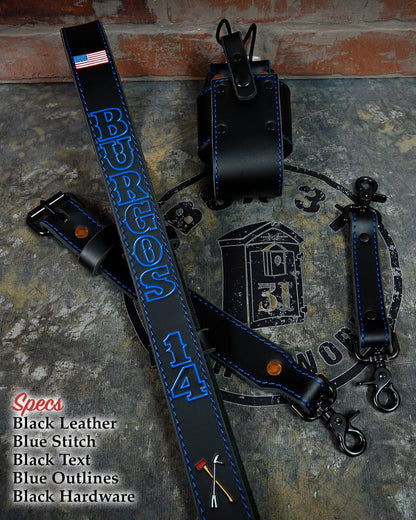 Leather Radio Strap – Hand - Painted Fire Service Edition - Box 31 Leatherworks