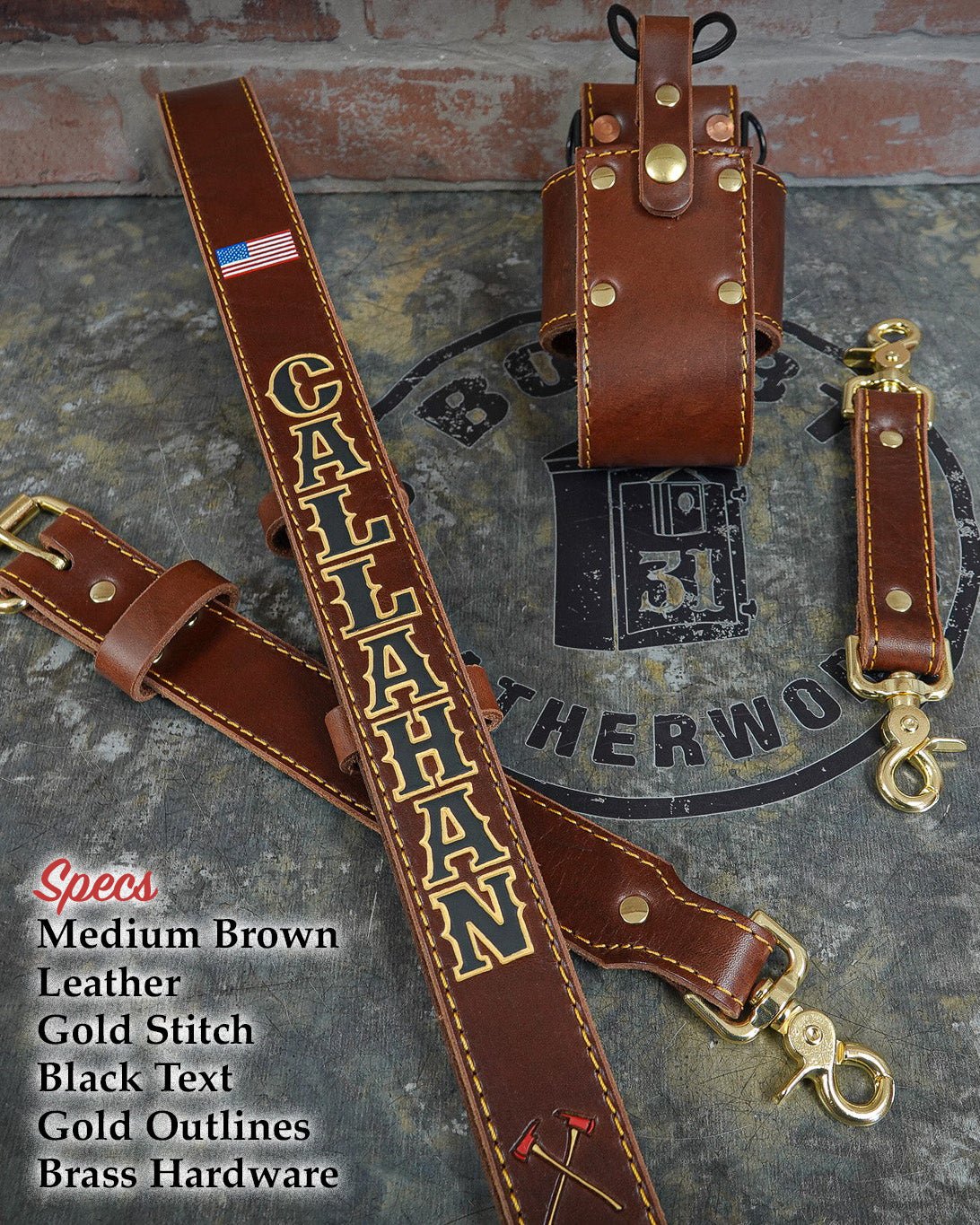 Leather Radio Strap – Hand - Painted Fire Service Edition - Box 31 Leatherworks
