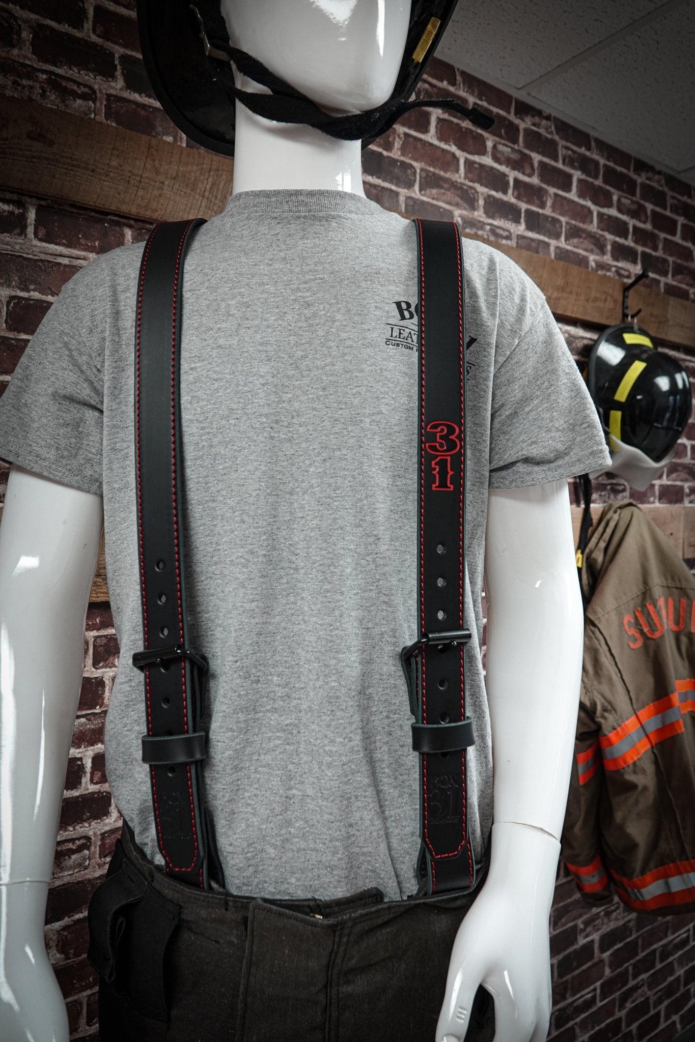 Firefighter Leather X-Back Suspenders – Box 31 Leatherworks
